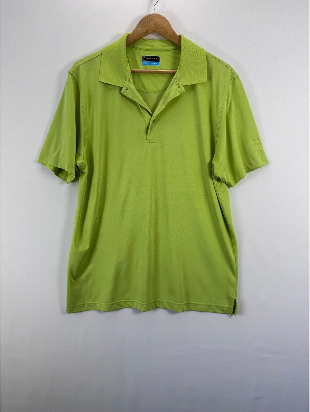 PGA Tour Men's Lime Green Performance Golf Athletic Polo Shirt Size Large